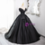 Black Satin Off the Shoulder Pleats Quinceanera Dress