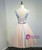 Pink V Neck Tulle Lace Appliques Short Prom Dress