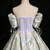 Green Satin Butterfly Print Puff Sleeve Quinceanera Dress