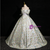 Green Satin Butterfly Print Puff Sleeve Quinceanera Dress