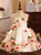 White Satin Rose Flower Short Girl Dress