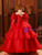 Red Tulle Sequins Long Sleeve Flower Girl Dress Red Tulle Sequins Long Sleeve Flower Girl Dress