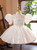 White Sequins Puff Sleeve Flower Girl Dress