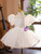 White Sequins Puff Sleeve Flower Girl Dress