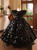 Black Sequins Beading Flower Girl Dress