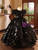 Black Sequins Beading Flower Girl Dress