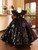 Black Sequins Beading Flower Girl Dress