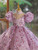 Purple Sequins Puff Sleeve Flower Girl Dress