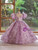 Purple Sequins Puff Sleeve Flower Girl Dress
