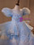 Blue Tulle Puff Sleeve Sequins Pearls Flower Girl Dress Blue Tulle Puff Sleeve Sequins Pearls Flower Girl Dress