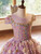 Purple Lace Flower Sequins Cap Sleeve Flower Girl Dress