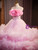 Pink Ball Gown Tulle Strapless Tiers Princess Quinceanera Dress