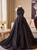 Black Satin Backless Halter Quinceanera Dress