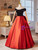 Red Satin Off the Shoulder Bow Prom Dress