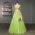 Green Tulle Straps Pink Appliques Quinceanera Dress