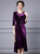 Purple Short Sleeve Velvet Beading Mother Of The Bride Dress
