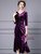 Purple Short Sleeve Velvet Beading Mother Of The Bride Dress