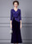 Blue Sequins Velvet Short Sleeve Mother Of The Bride Dress