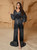 In Stock:Ship in 48 Hours Sexy Black Sequins Long Sleeve Split Party Dress