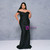 Black Mermaid Off the Shoulder Pleats Plus Size Prom Dress