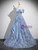 Blue Sequins Off the Shoulder Flowers Prom Dress