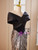 Silver Sequins Black Satin Prom Dress