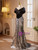 Silver Sequins Black Satin Prom Dress