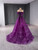 Purple Tulle Beading Sequins Off the Shoulder Prom Dress Purple Tulle Beading Sequins Off the Shoulder Prom Dress
