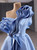 Blue Satin One Shoulder Sequins Prom Dress Blue Satin One Shoulder Sequins Prom Dress