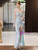 Blue Mermaid Sequins Beading Straps Prom Dress