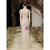 Champagne Mermaid V-neck Cap Sleeve Beading Prom Dress