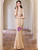 Champagne Memraid Sequins Beading Prom Dress