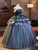 Blue Tulle Strapless 3D Flower Quinceanera Dress Blue Tulle Strapless 3D Flower Quinceanera Dress