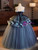 Blue Tulle Strapless 3D Flower Quinceanera Dress Blue Tulle Strapless 3D Flower Quinceanera Dress