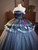 Blue Tulle Strapless 3D Flower Quinceanera Dress Blue Tulle Strapless 3D Flower Quinceanera Dress