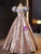 Puff Sleeve Bow Print Quinceanera Dress