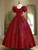 Burgundy Print Short Sleeve Quinceanera Dress