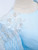 Blue Mermaid Pleats Beading Prom Dress
