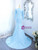 Blue Mermaid Pleats Beading Prom Dress