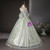 Green Sequins Puff Sleeve Pleats Quinceanera Dress