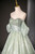 Green Sequins Puff Sleeve Pleats Quinceanera Dress