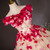 Champagne Tulle Red 3D Flower Quinceanera Dress