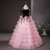 Pink Tulle Tiers Velvet Flower Quinceanera Dress