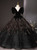 Black Tulle Velvet Sequins Puff Sleeve Quinceanera Dress
