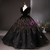 Black Tulle Velvet Sequins Puff Sleeve Quinceanera Dress