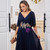 Navy Blue Chiffon V-neck Bridesmaid Dress