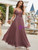 Purple Chiffon Straps Appliques Bridesmaid Dress