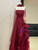 Simple Burgundy Tulle Strapless Prom Dress