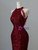 Burgundy Mermaid Seuqins Beading Prom Dress