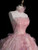 Pink Tulle Flower Strapless Prom Dress